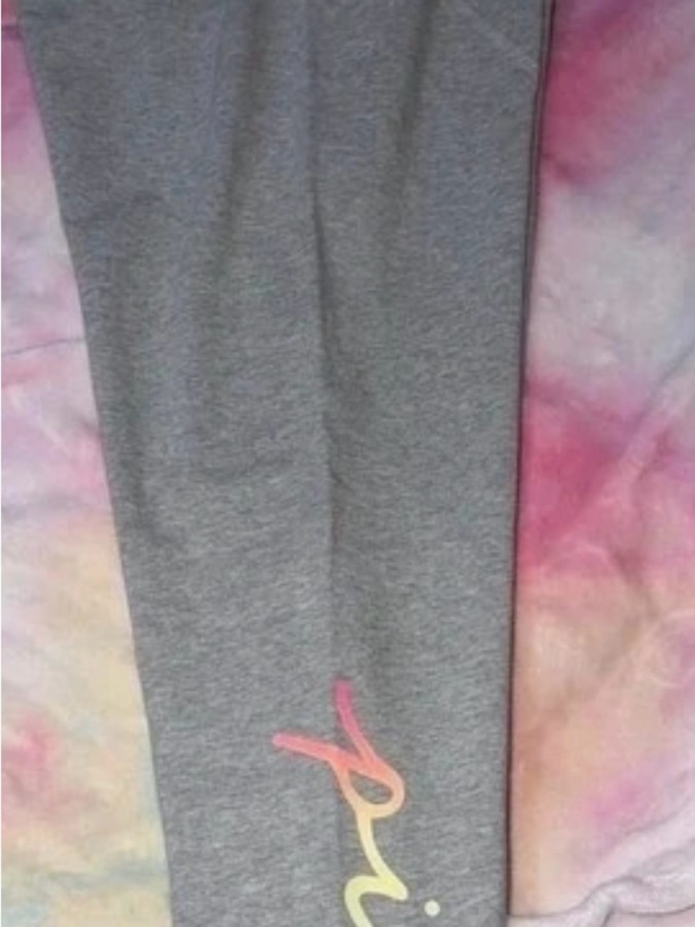 Victoria's Secret Gray Kids Leggings with Pastel Script